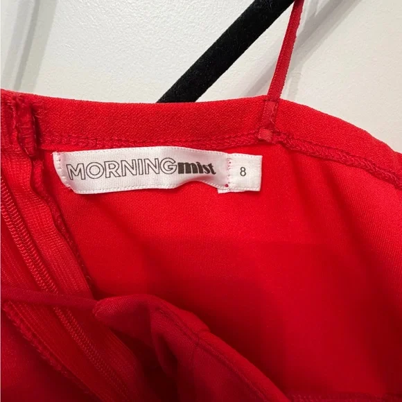 Red Spaghetti-Strap Midi Dress with Front Slit - Picture 6 of 6